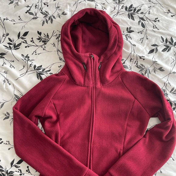 Cozy Red Bench Fleece Hoodie - Picture 2 of 4